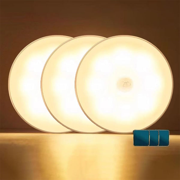 3 Pcs LED Light 3 Lighting Options with Rechargeable Wireless Motion Sensor