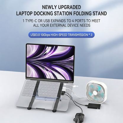 Ultra Compact Laptop Stand with 4 USB Ports for Travel, Library, Home, Office, Cafe