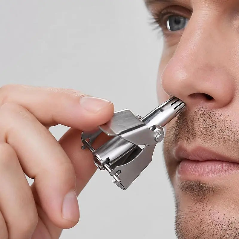 4Pack Manual Nose Hair Trimmer, Stainless Steel  with Cleaning Brush