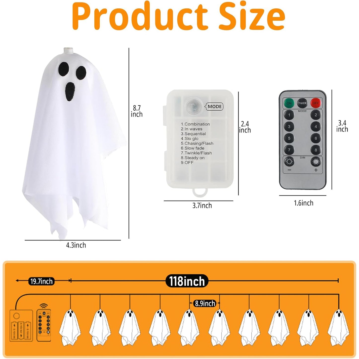 Halloween Decorative String Lights – Ghost-Shaped Decorations