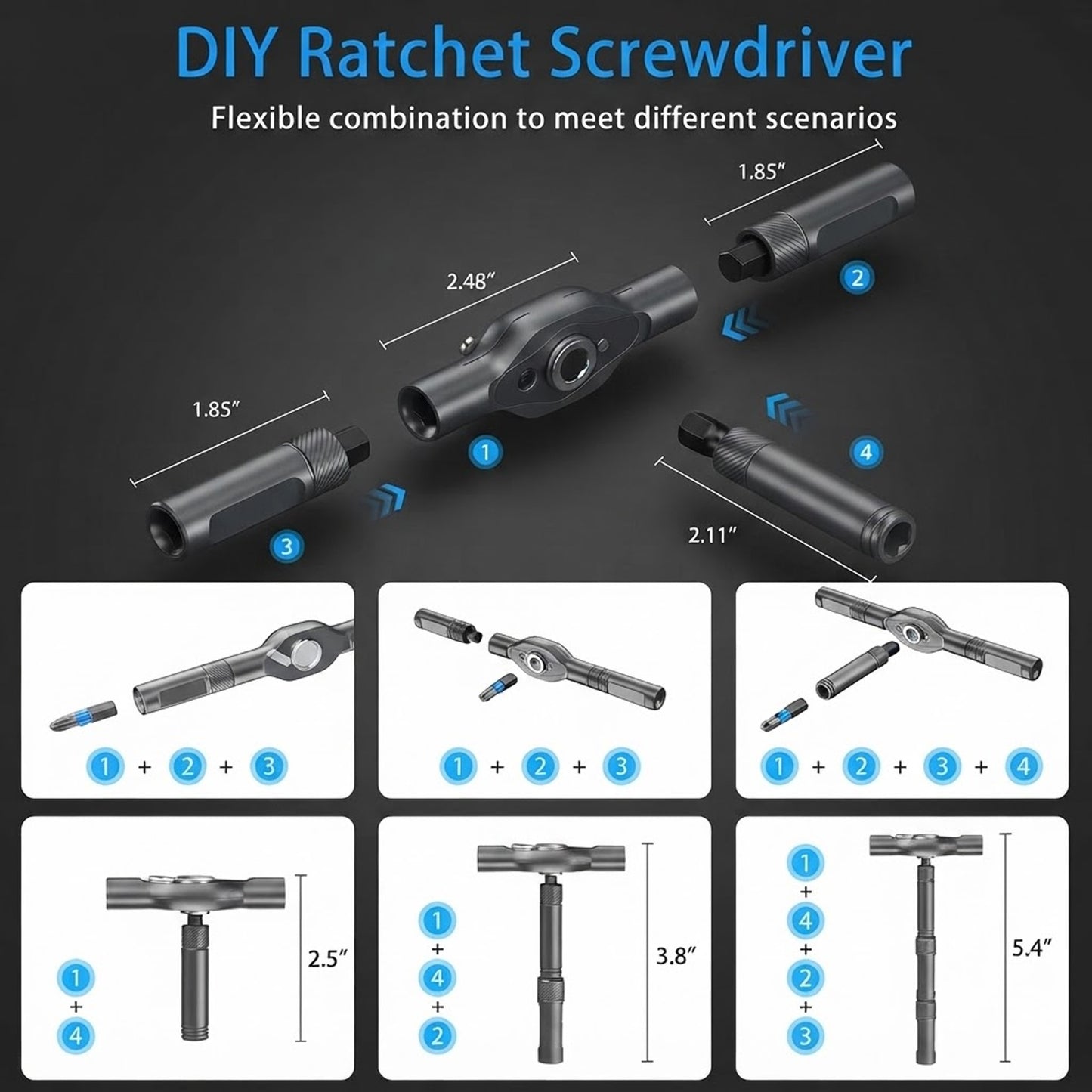 24 in 1 Ratchet Screwdriver Set with Detachable Handle