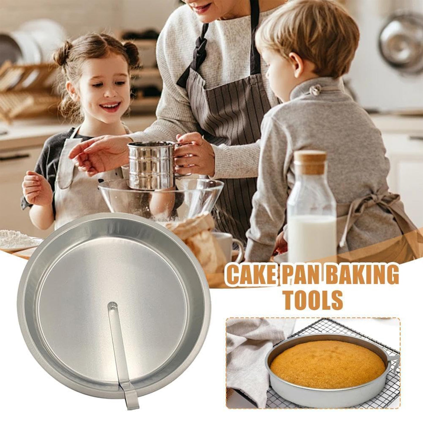 9.7 Inch Cake Pan Round Easy Release with a Built-In Swivel Blade