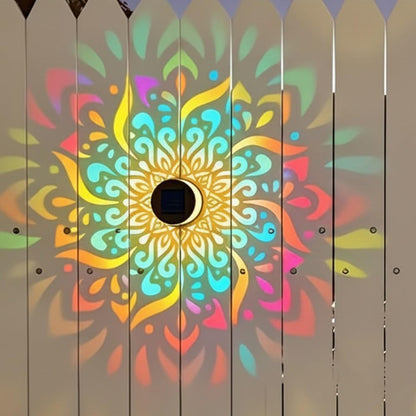 Solar Mandala Wall Light Outdoor Garden Fence Projector Lamp