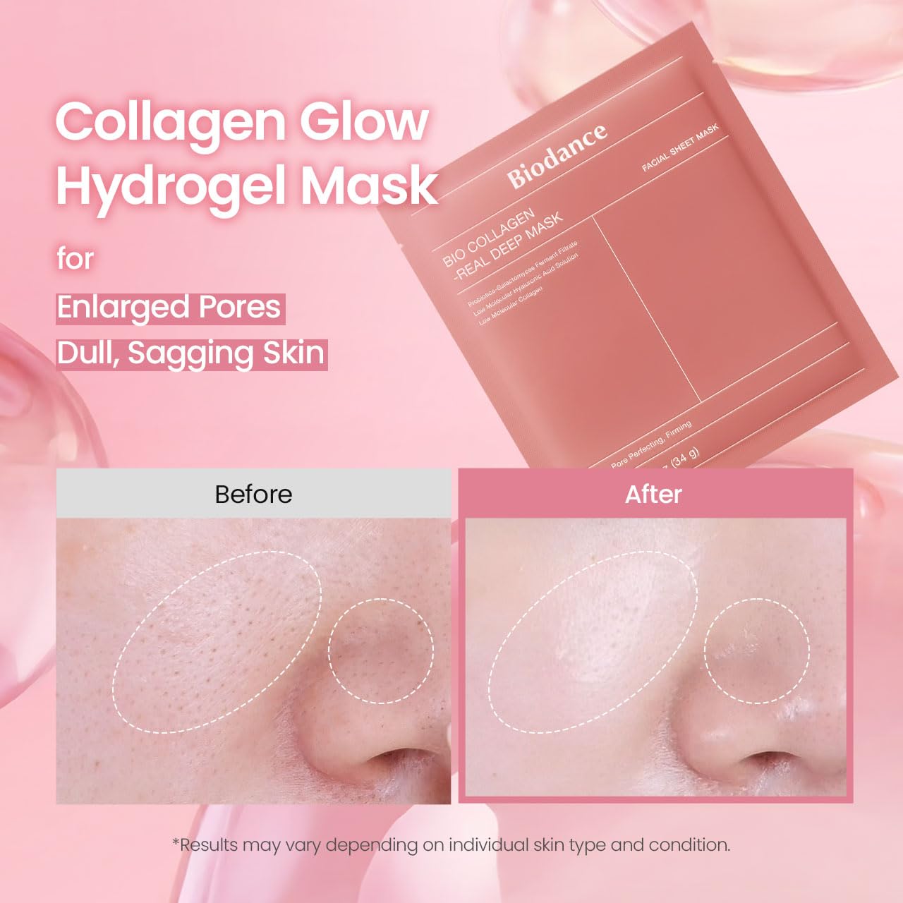 Hydrating Overnight Hydrogel Face Mask – Plumping, Pore Minimizing & Elasticity Boosting Korean Skincare (4 Pack, 1.19oz/34g each)