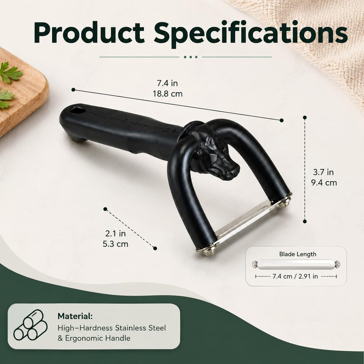 Handheld Steel Blade Meat Cutting Knife, U-Grip Ergonomic Fat Trimming