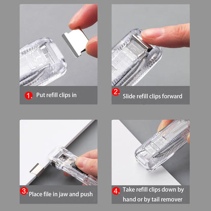 Handheld Paper Clam Clip Dispenser, No-Hole Paper Binding
