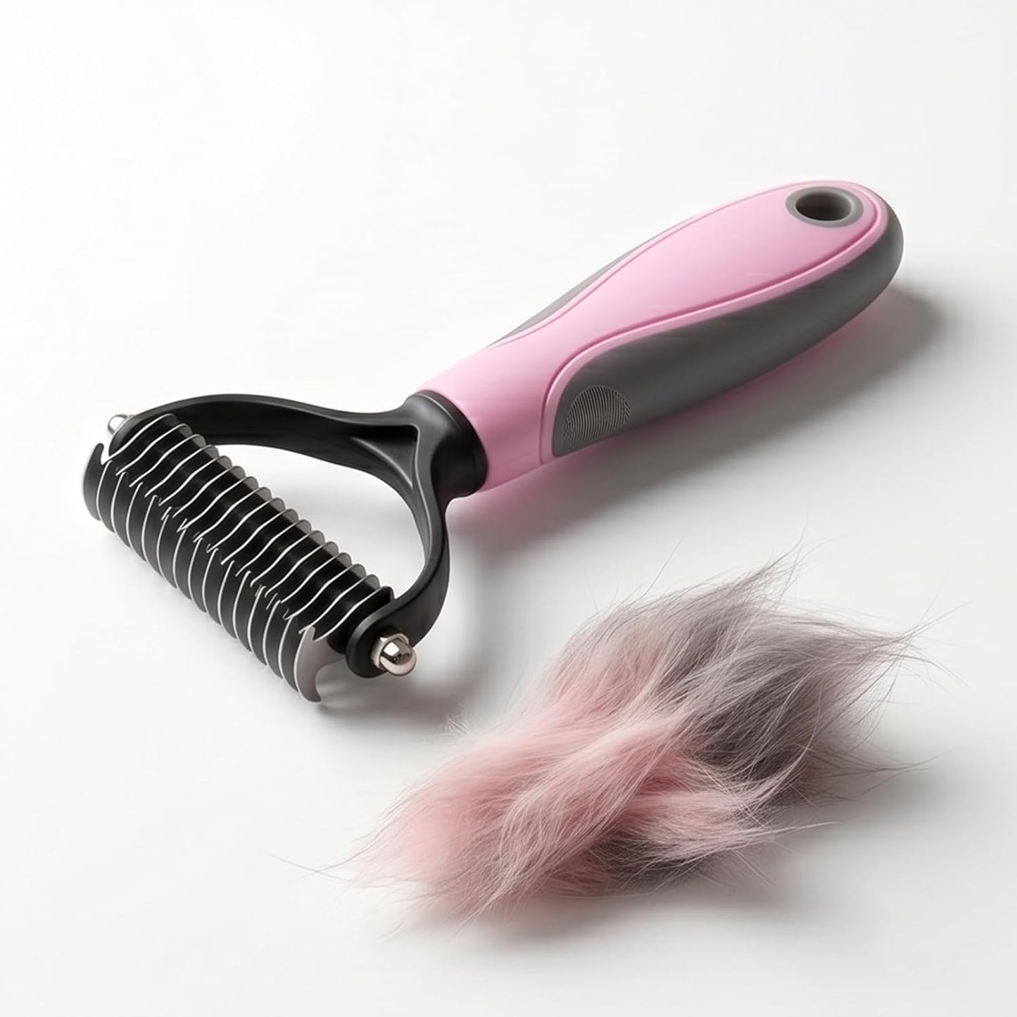 Double-Sided Deshedding Comb for Dogs & Cats – Stainless Steel Pet Grooming Tool with Non-Slip Handle