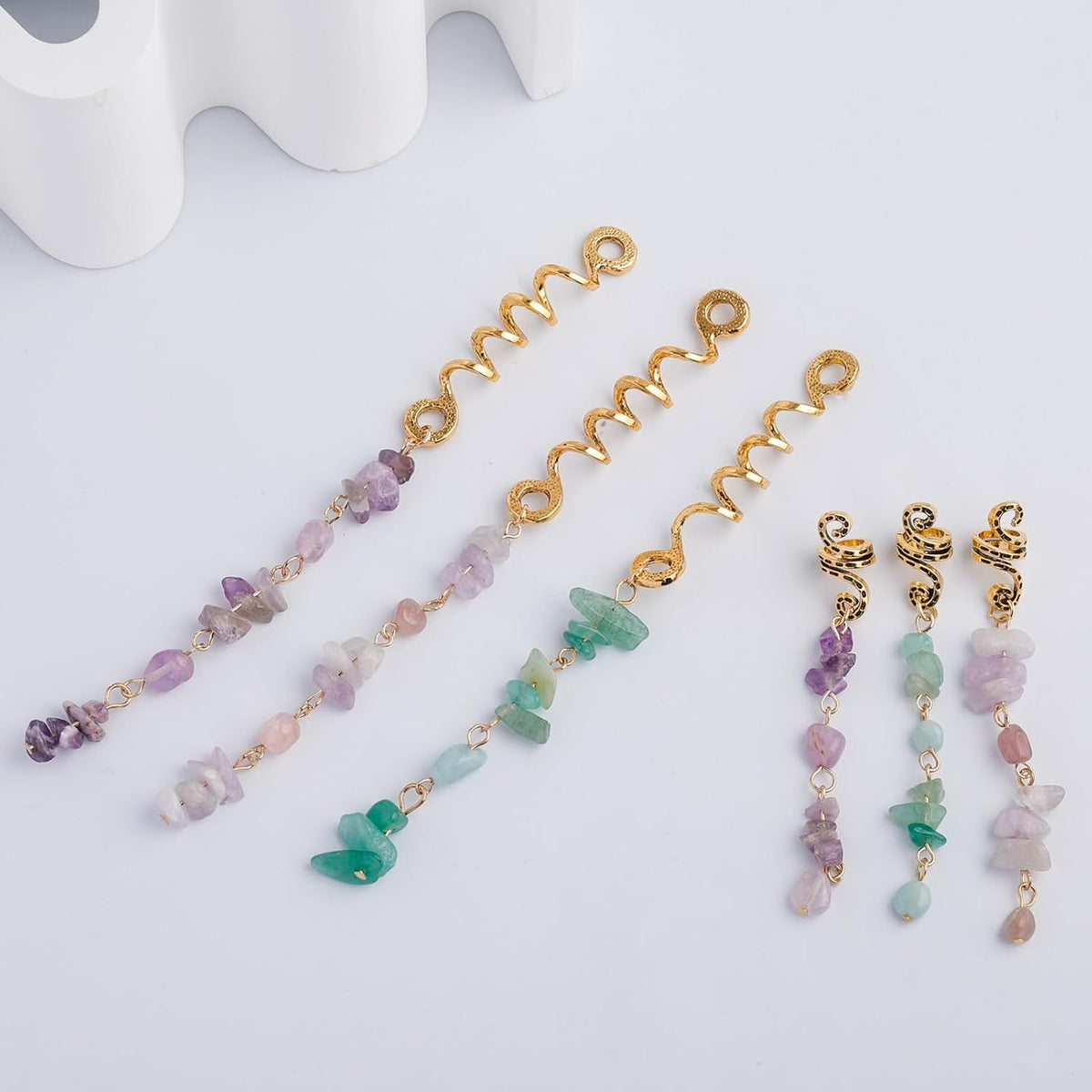 Colorful Natural Stone Pendant Hair Accessories - Crystal Dreadlocks Accessories