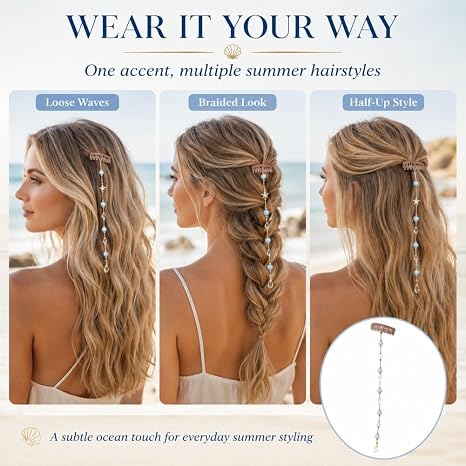 Seaside-Style Shell Chain Hair Clip—An Accessory for Long Hair