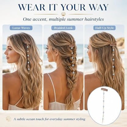 Seaside-Style Shell Chain Hair Clip—An Accessory for Long Hair
