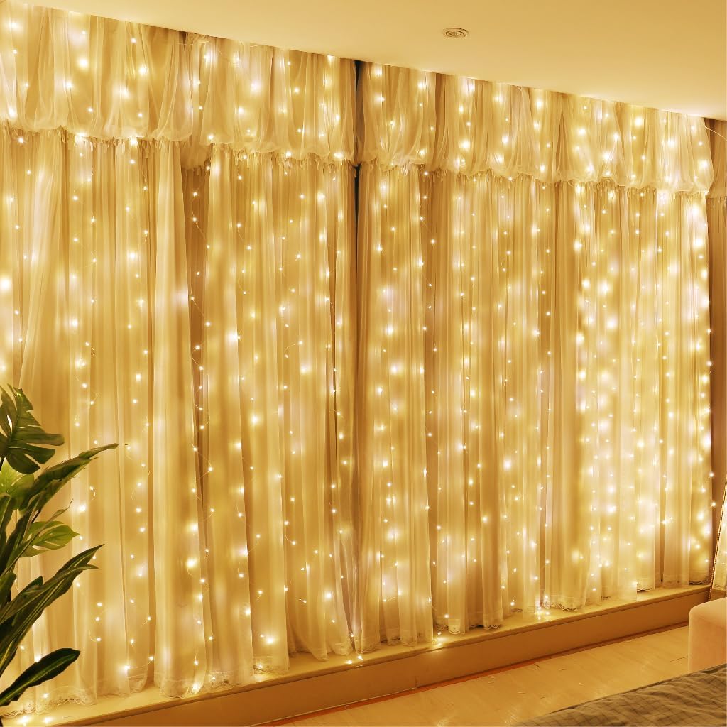300LED Fairy Curtain Lights 9.8ft x 9.8ft for Bedroom Backdrop Wedding