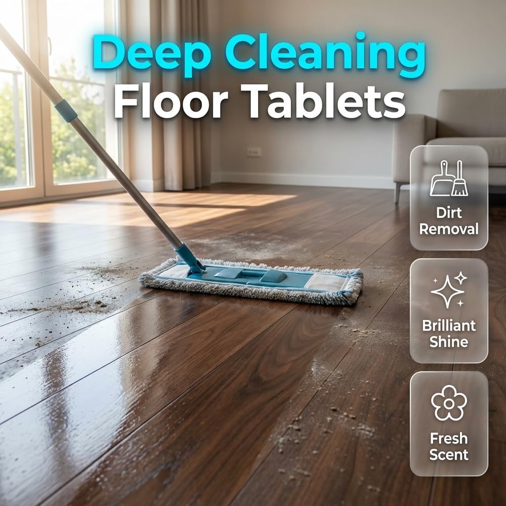 100 Pack Floor Cleaning Tablets – Water-Soluble Floor Cleaner Sheets for Hardwood, Tiles, Glass & Walls