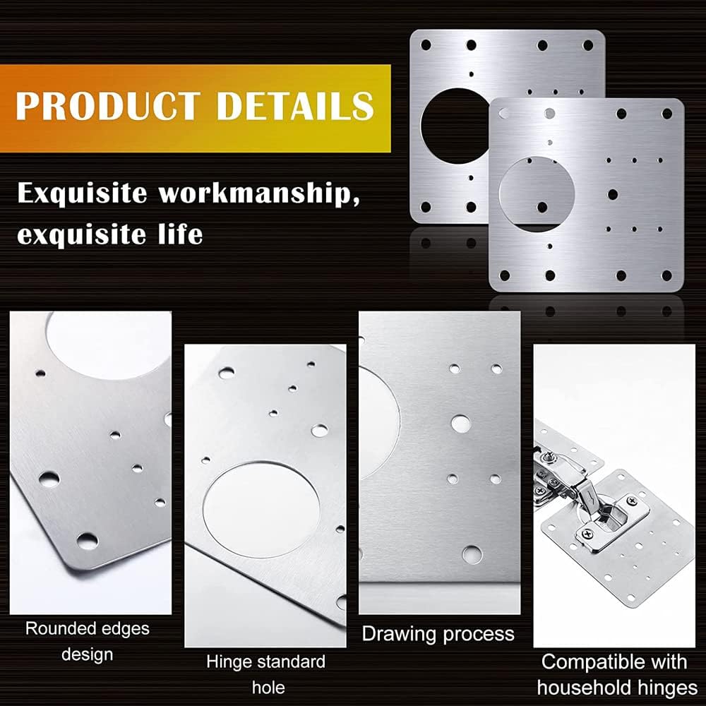 4 Pcs Cabinet Hinges Repair Plate