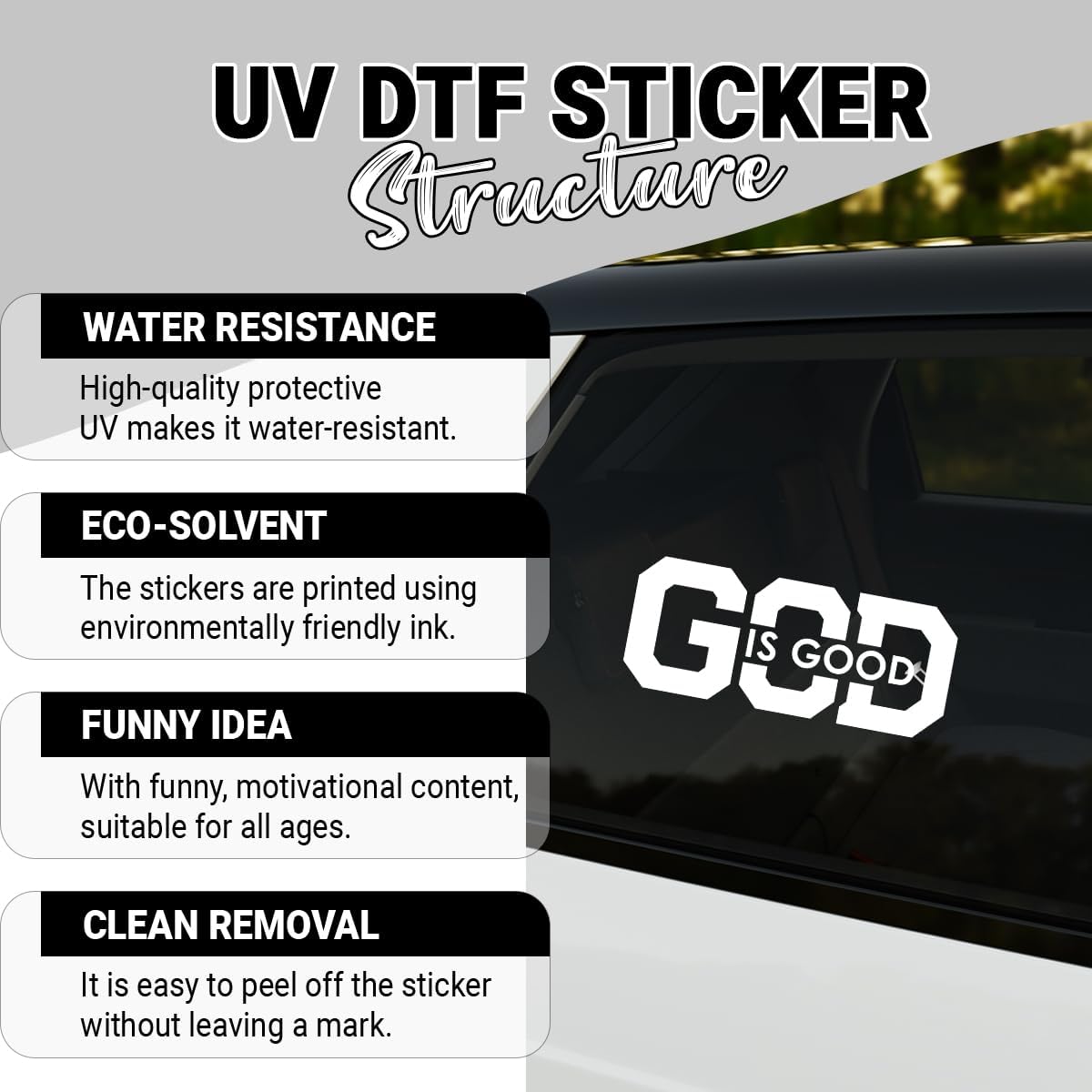 2Pack GOD is Good Vinyl Decal - Bold Lettering Car Decal Sticker