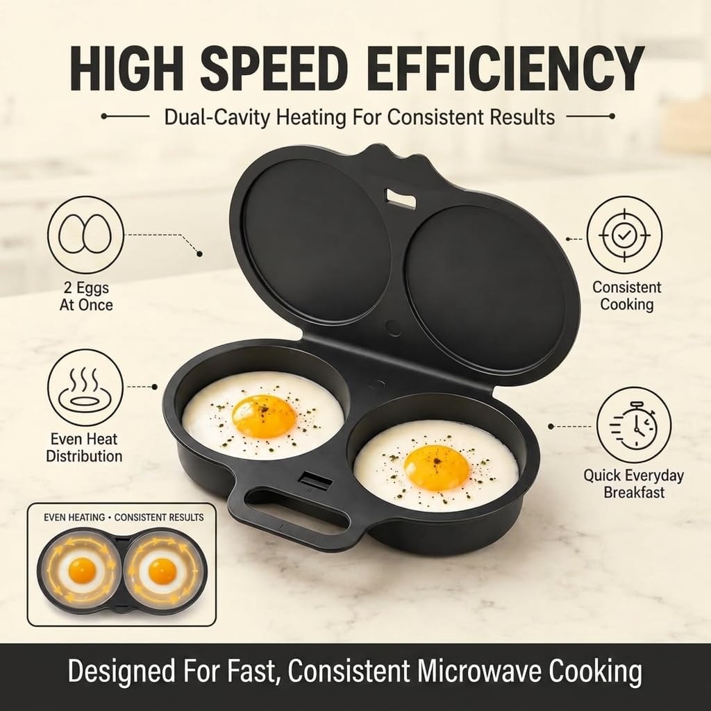 2026 Upgraded Dual-Cavity Microwave Egg Cooker -2 Pack