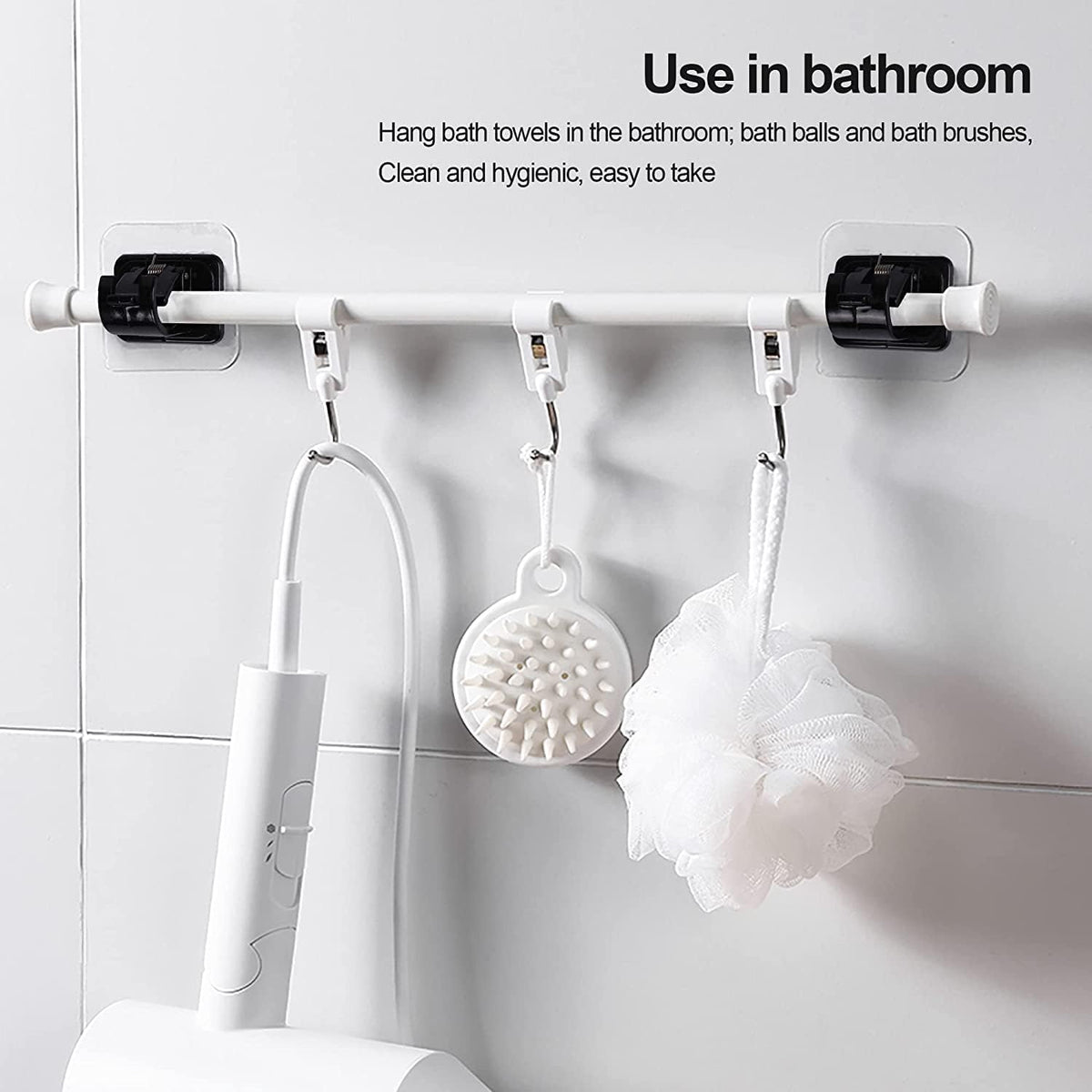 10-Pack No-Drill Self-Adhesive Multifunctional Acrylic Gel Curtain Rod Holder Hooks