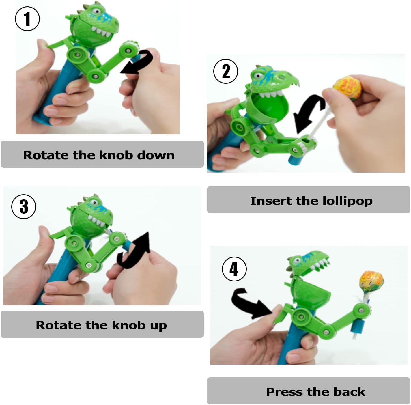 Cat-Teasing Dinosaur Robot Candy Dispenser / Lollipop Holder