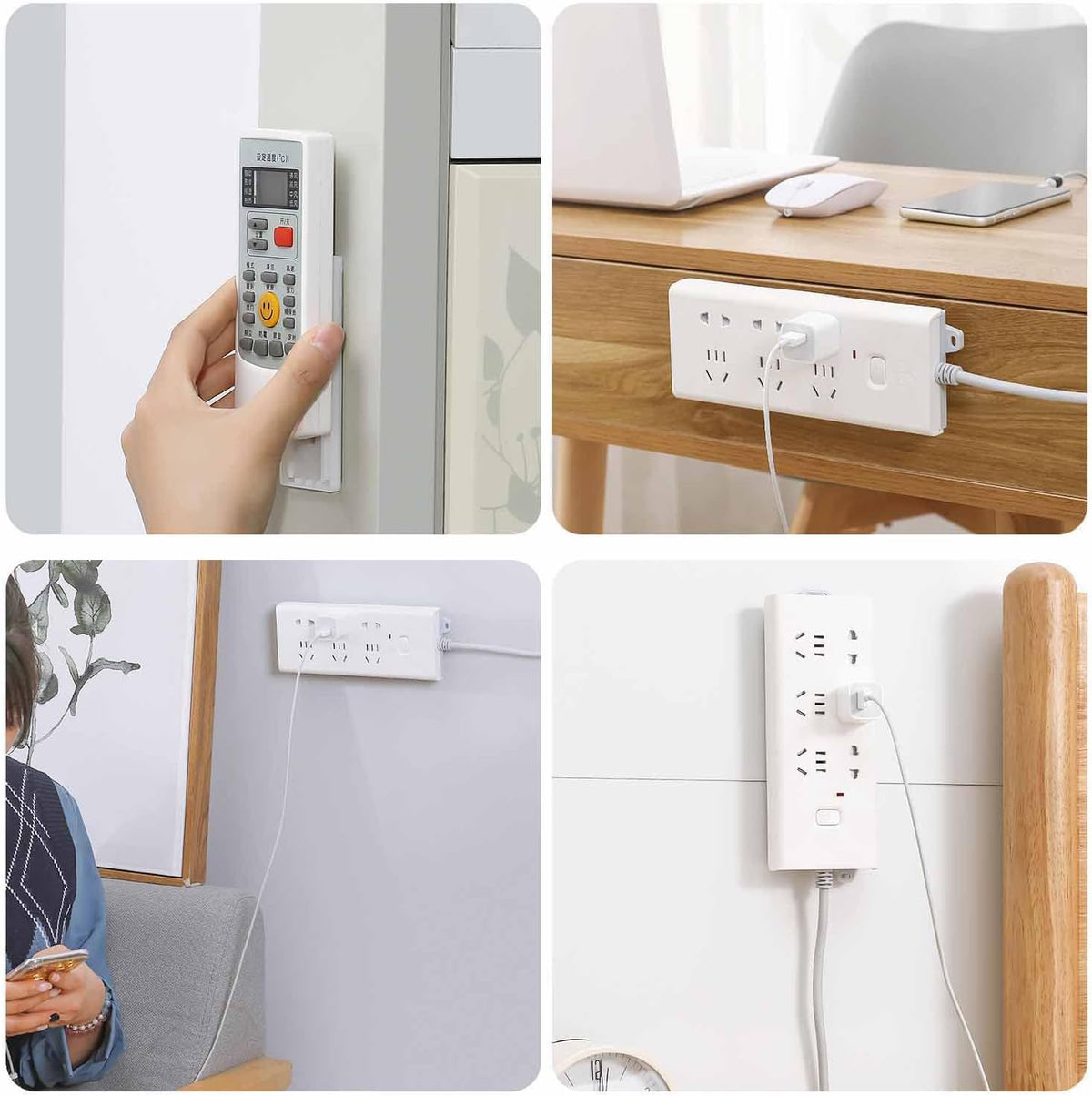 12 Pack Power Strip Holder, Punch-Free Adhesive Wall Mount