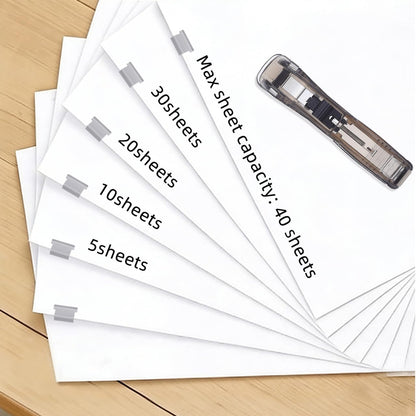 Handheld Paper Clam Clip Dispenser, No-Hole Paper Binding