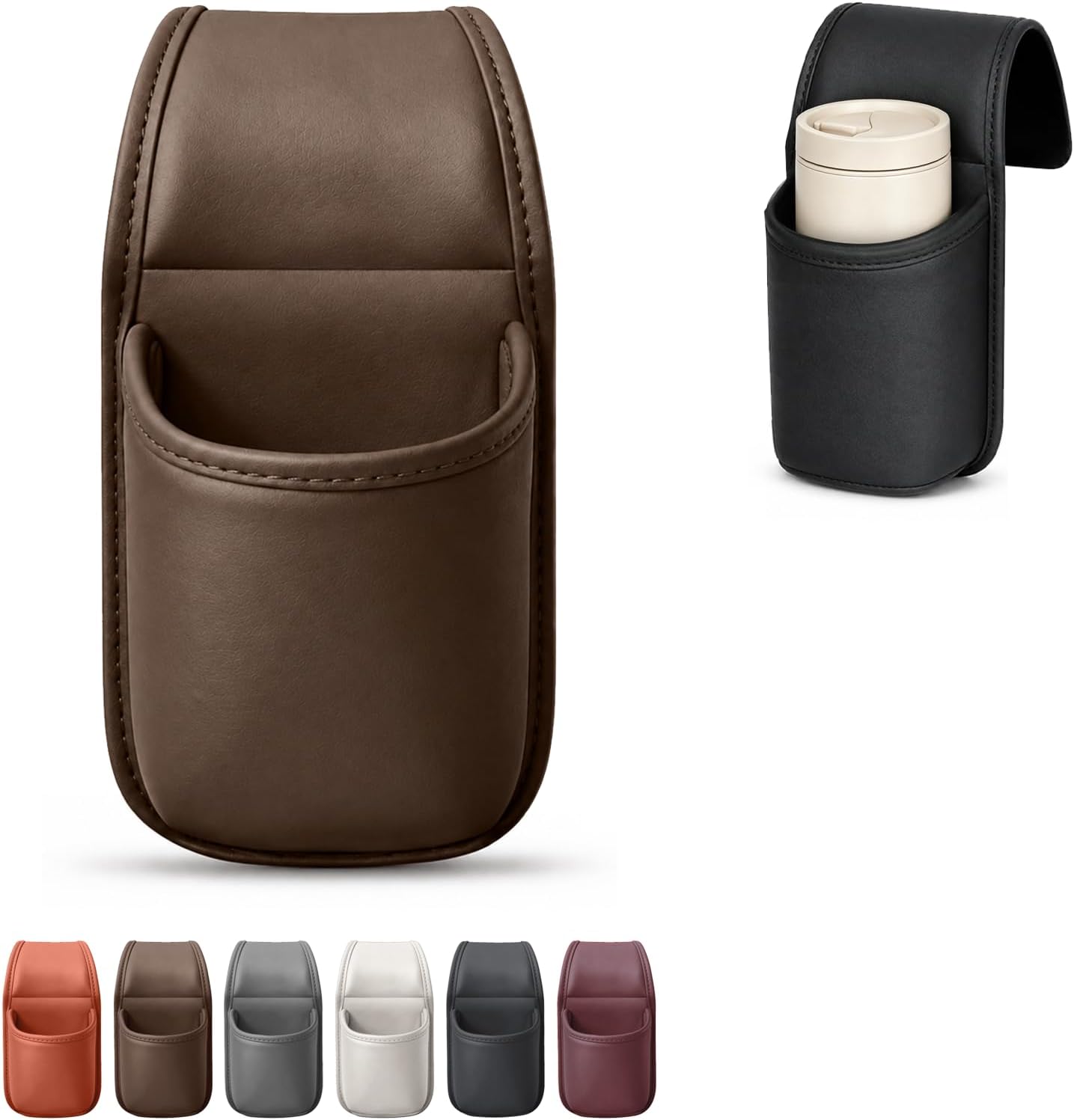 Car Door Storage Pocket Leather Seat Side Organizer Cup Holder