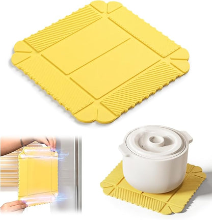 Foldable Magnetic Silicone Trivet & Pot Holder, Kitchen Heat Resistant Mat