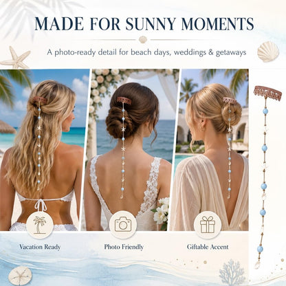 Seaside-Style Shell Chain Hair Clip—An Accessory for Long Hair