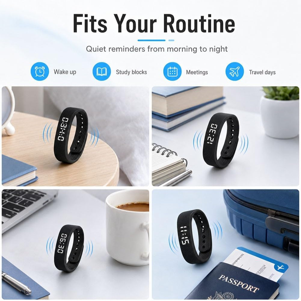 Smart Fitness Tracker with Silent Alarm Clock and Waterproof Strap