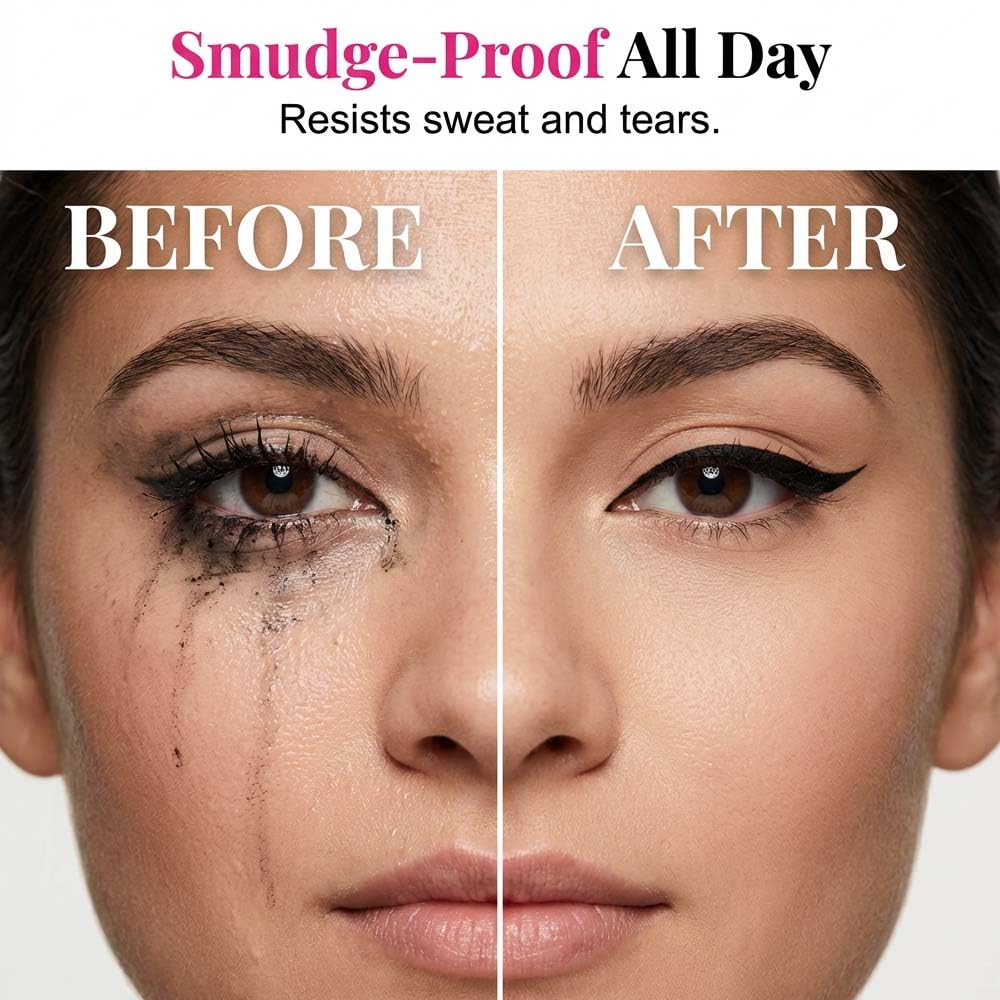 Long-Lasting Waterproof Eyeliner – 24H Smudge-Proof Smooth Application, Blackest Black