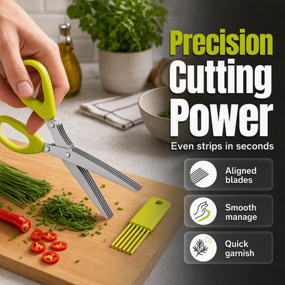 5-Blade Stainless Steel Kitchen Herb Scissors Multipurpose Chopper