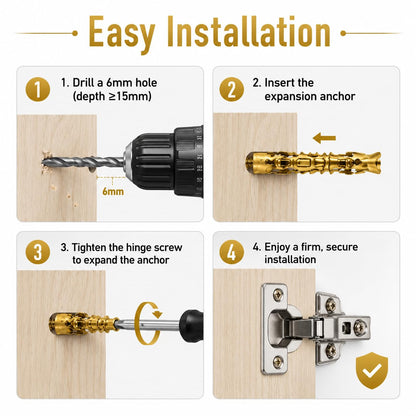 100pcs Expansion Screw Set for Cabinet Hinge Repair, Stripped Thread Restoration & Door Fastening, for Wood/Tile/Stone