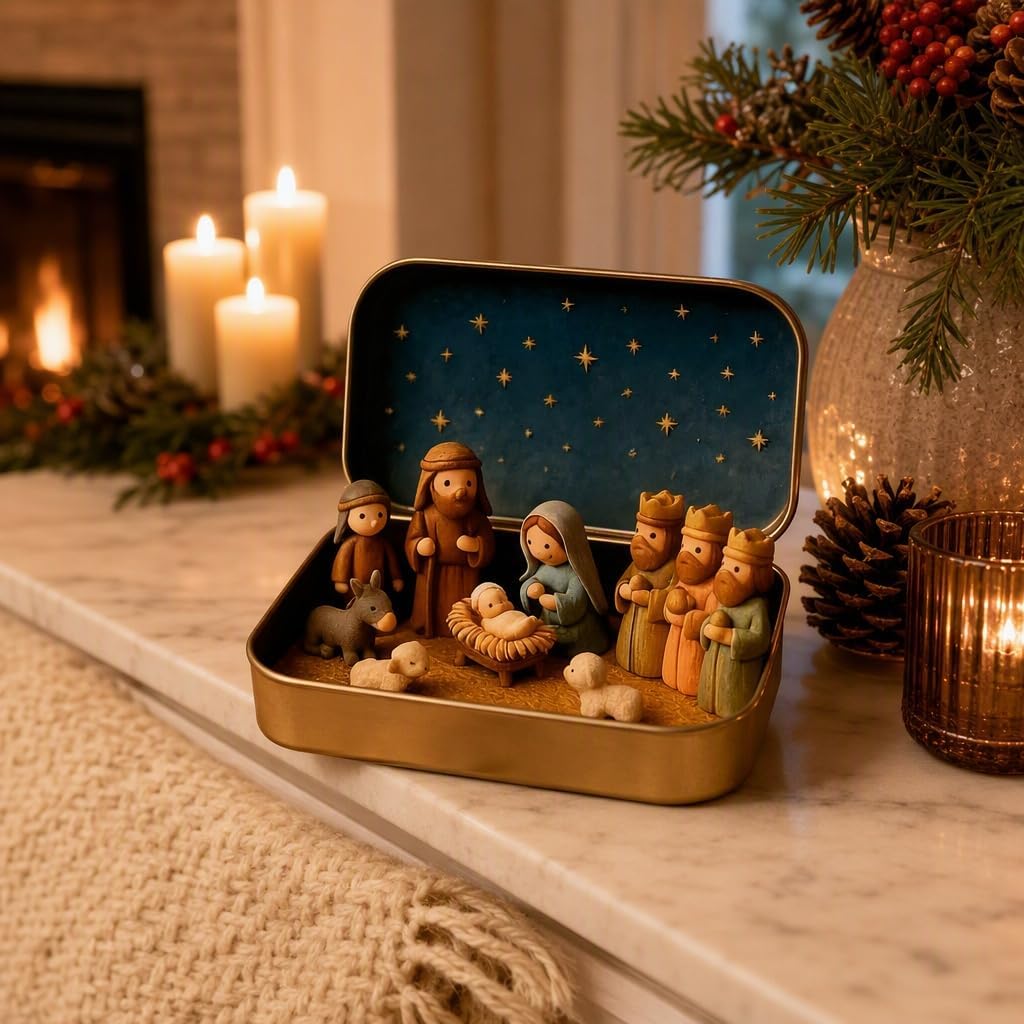 Handmade Mini Christmas Nativity Scene Ornament