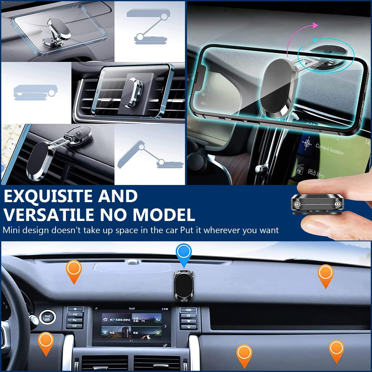 Foldable Metal Magnetic Car Cell Phone Holder