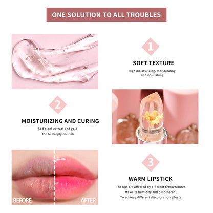 Flower Jelly Lipstick-Temperature Change Moisturizer Long Lasting Nutritious Balm