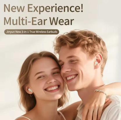 3-in-1 In-Ear, Short-Stem, and Clip-On Styles Wireless Bluetooth Earbuds