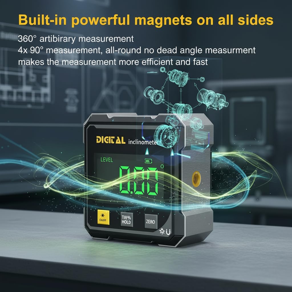Digital Angle Finder with Electronic Laser Level Box for Hanging