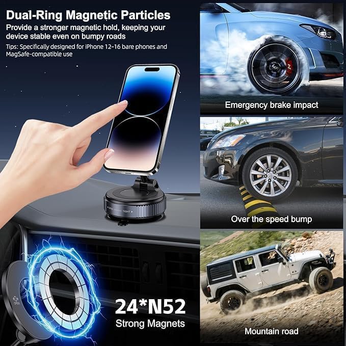 Upgraded Vacuum Magnetic Phone Holder for Magsafe, 108+ LBS Ultra Suction