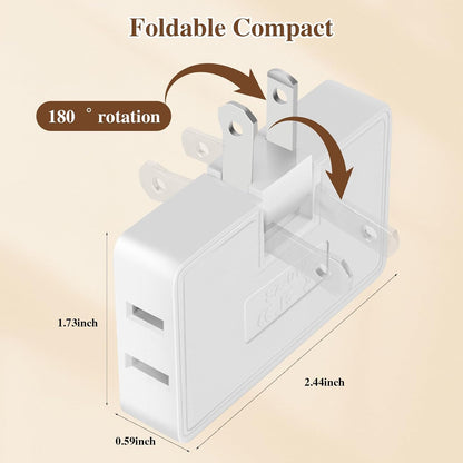4Pcs Wall Socket Extension Adapter - 180-Degree Rotatable Flat Plug AC Adapter