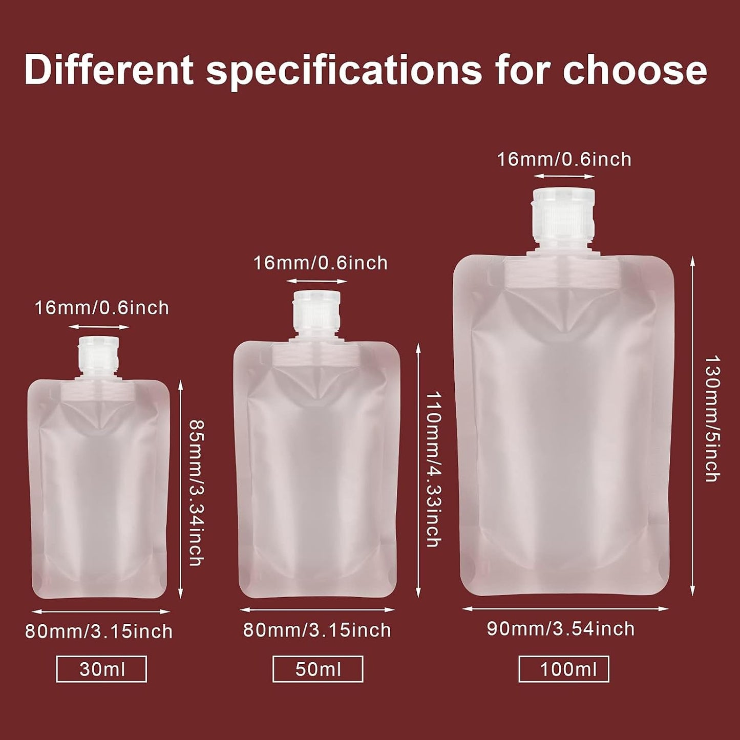 18 Pcs Refillable, Squeezable Dispensing Pouch – Funnel Included – TSA Compliant