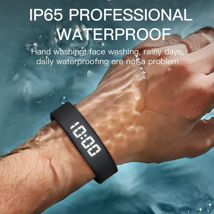 Smart Fitness Tracker with Silent Alarm Clock and Waterproof Strap