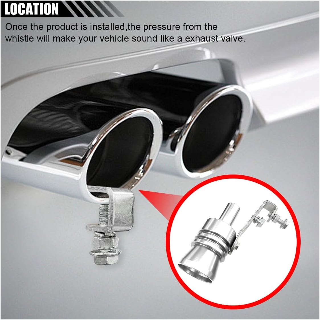2 Pcs Silver Car Exhaust Whistle for Cars Motorcycles