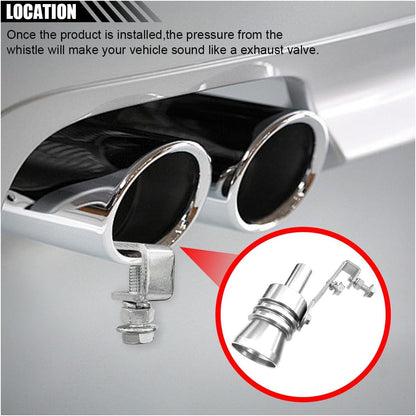 2 Pcs Silver Car Exhaust Whistle for Cars Motorcycles