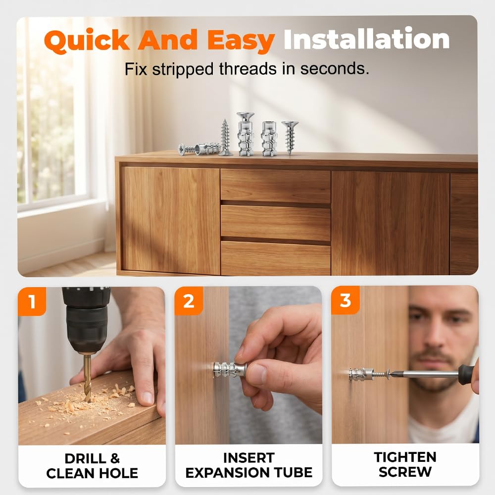 60Pcs Millimeters Hinge Repair Screws Set -High-Strength Hinge Fixers