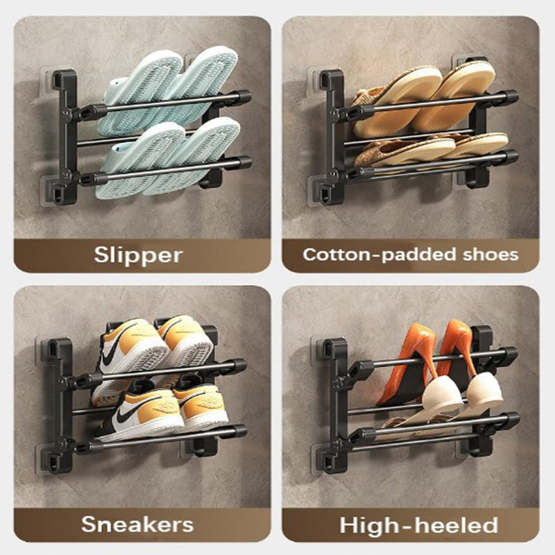 Foldable Metal Shoe Rack – Wall-Mounted Shoe Rack