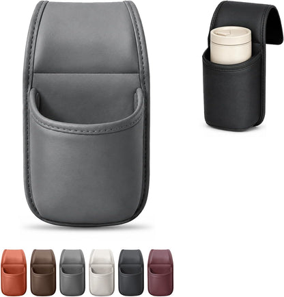 Car Door Storage Pocket Leather Seat Side Organizer Cup Holder