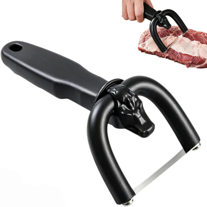 Handheld Steel Blade Meat Cutting Knife, U-Grip Ergonomic Fat Trimming