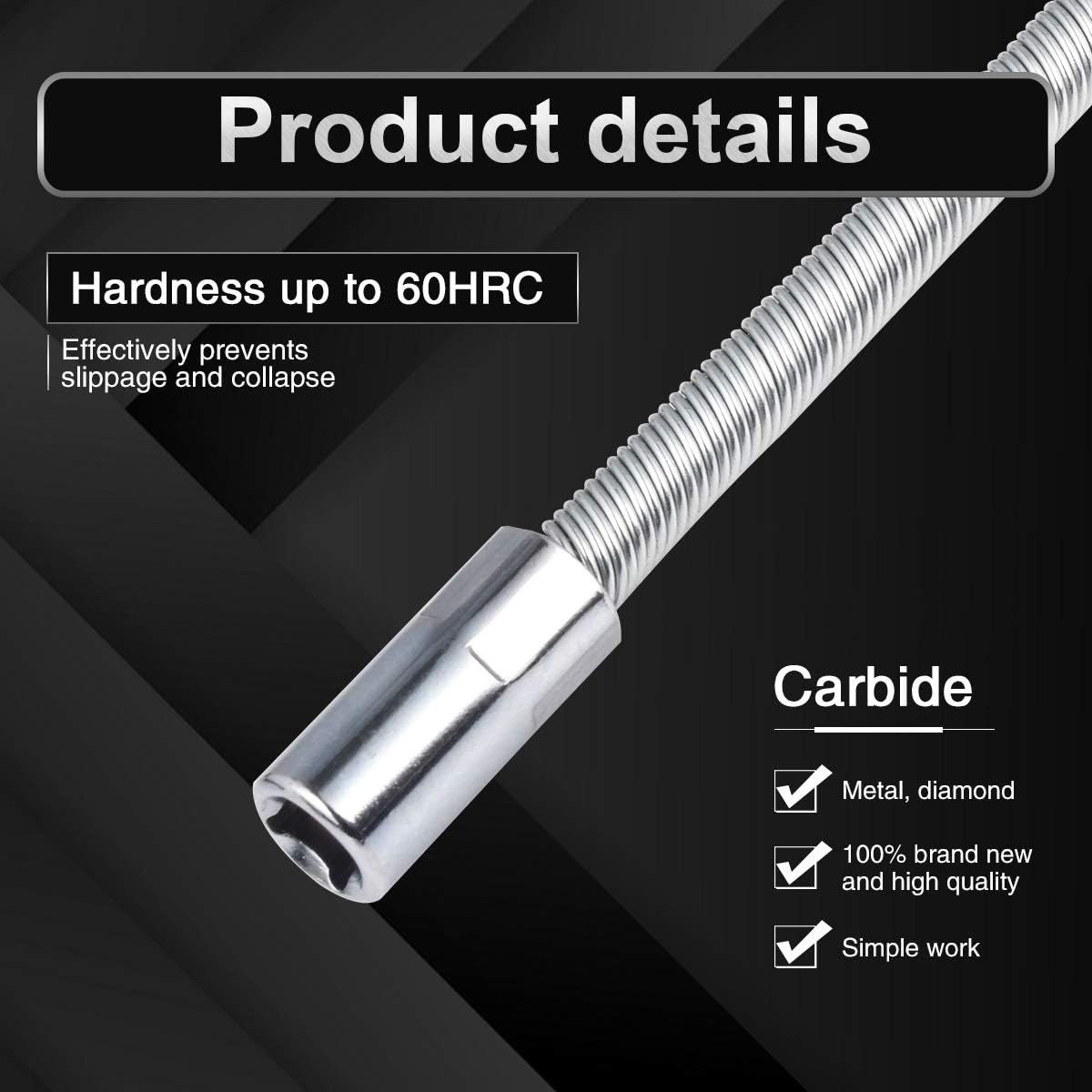 Flexible Socket Extension Ratchet with Flexible Spring Steel Shaft, Anti-Rust and Durable