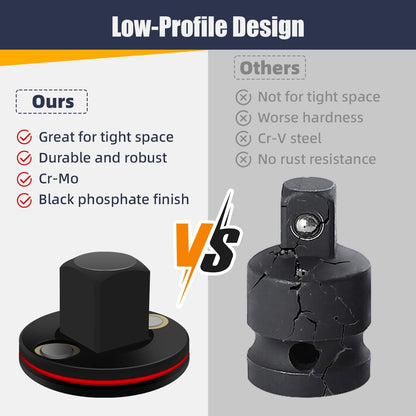 4PC Magnetic Socket Converters Cr-Mo Steel for Tight Spaces, 1/4"–3/8"–1/2"–3/4"–1"