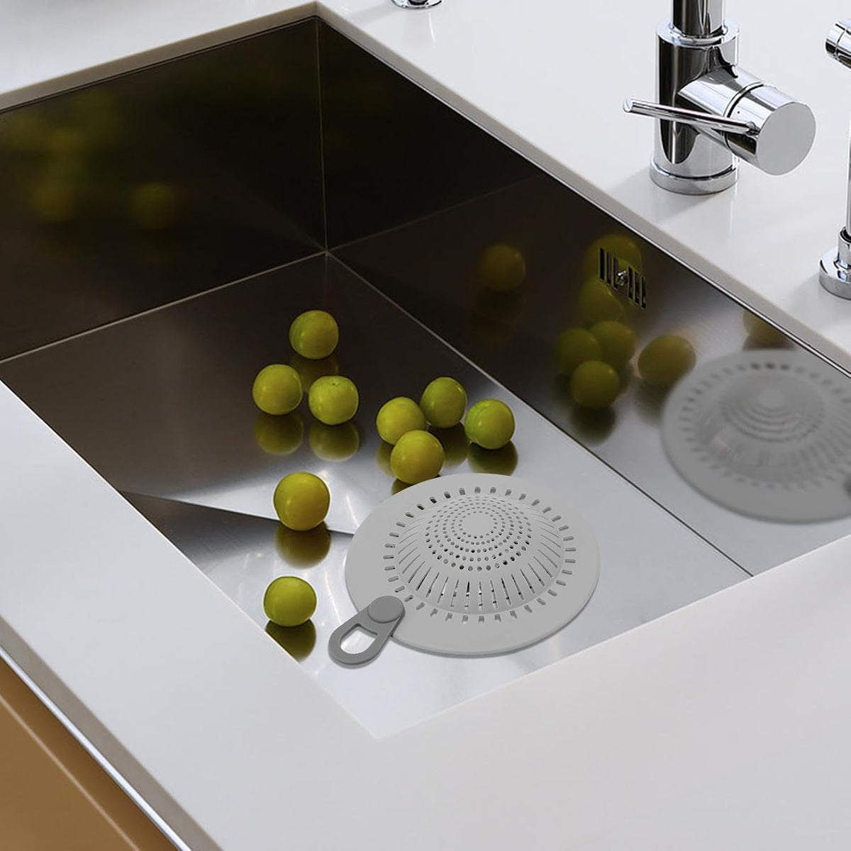 2 Pcs Silicone Drain Strainer, Pull-Tab Hair Catcher for Bathroom & Kitchen