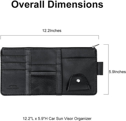 Car Sun Visor Organizer, Auto Car Interior Leather Accessories Storage Pocket