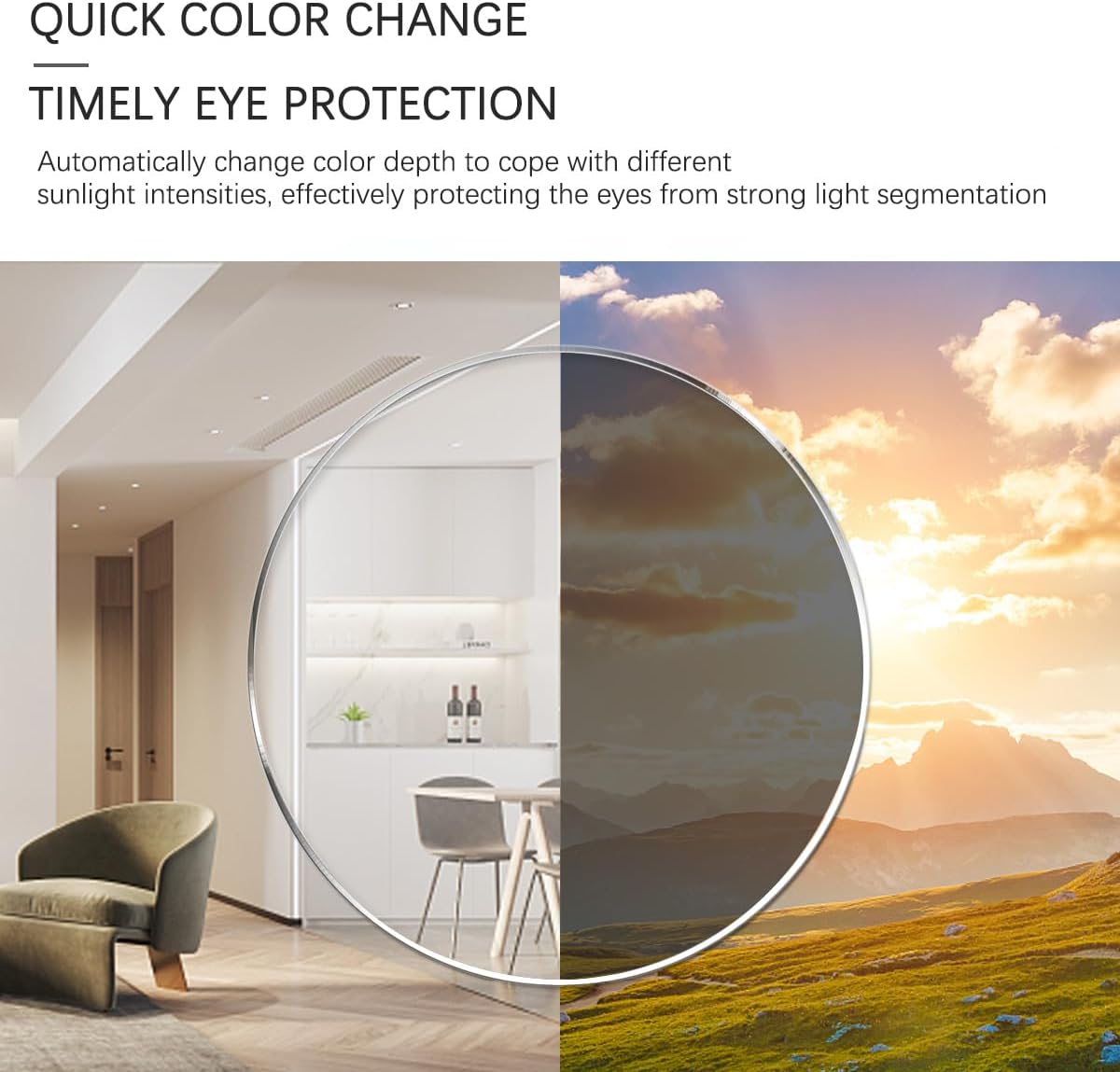 Unisex Photochromic Prescription Glasses With UV Protection